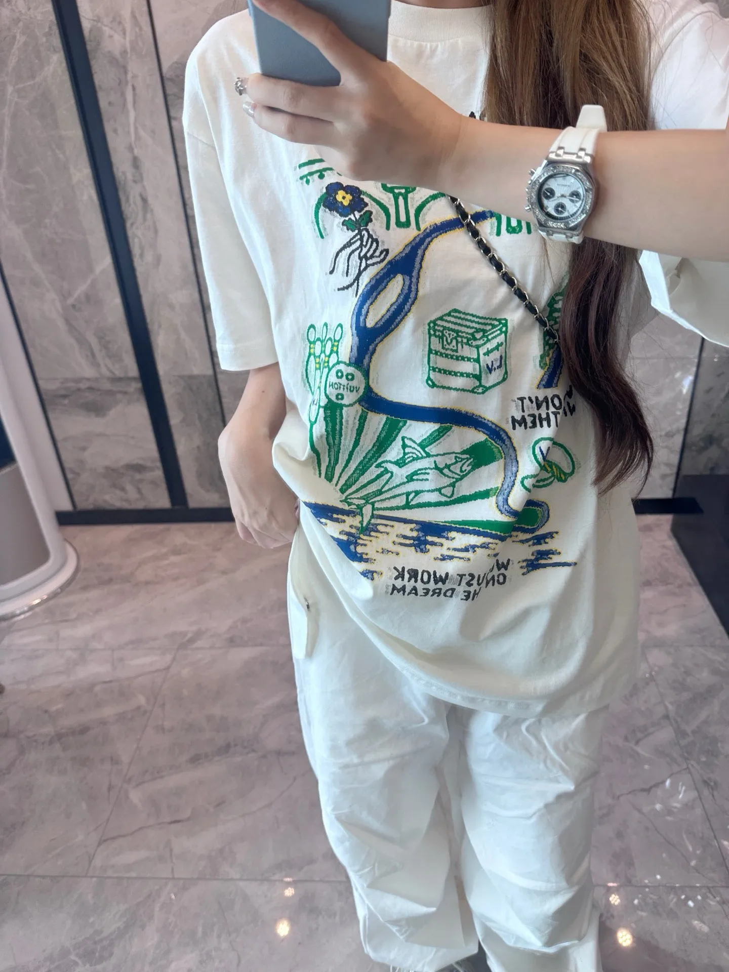 Louis Vuitton/Louis Vuitton 25ss multi-element printed short sleeves